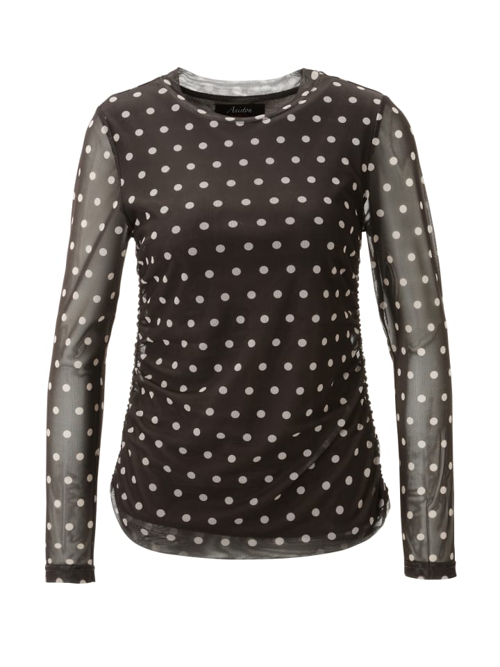 Langarmshirt in dunkelbraun-beige