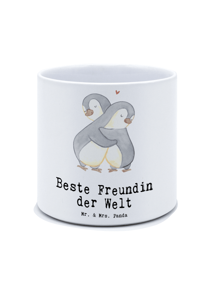 Blumentopf Groß Pinguin Beste Freundin der Welt... in Weiß