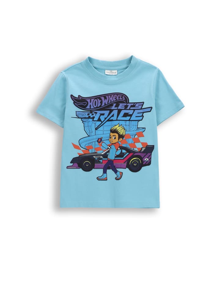 Baumwoll-t-shirt mit kurzen Ärmeln in blau