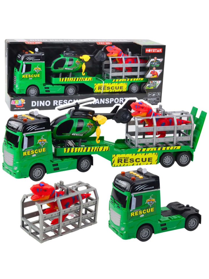 Rettungsset, LKW, Hubschrauber, Auto, Dinosaurier, Lichter, Geräusche