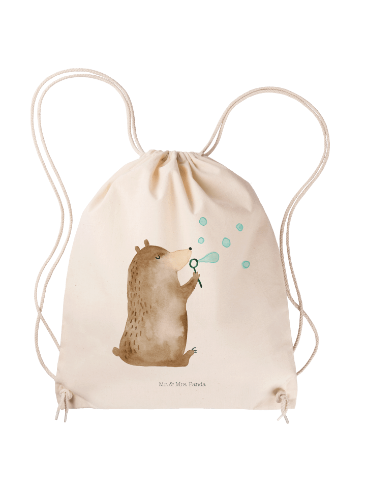 Gymnastiktasche Bär Seifenblasen ohne Spruch in Creme