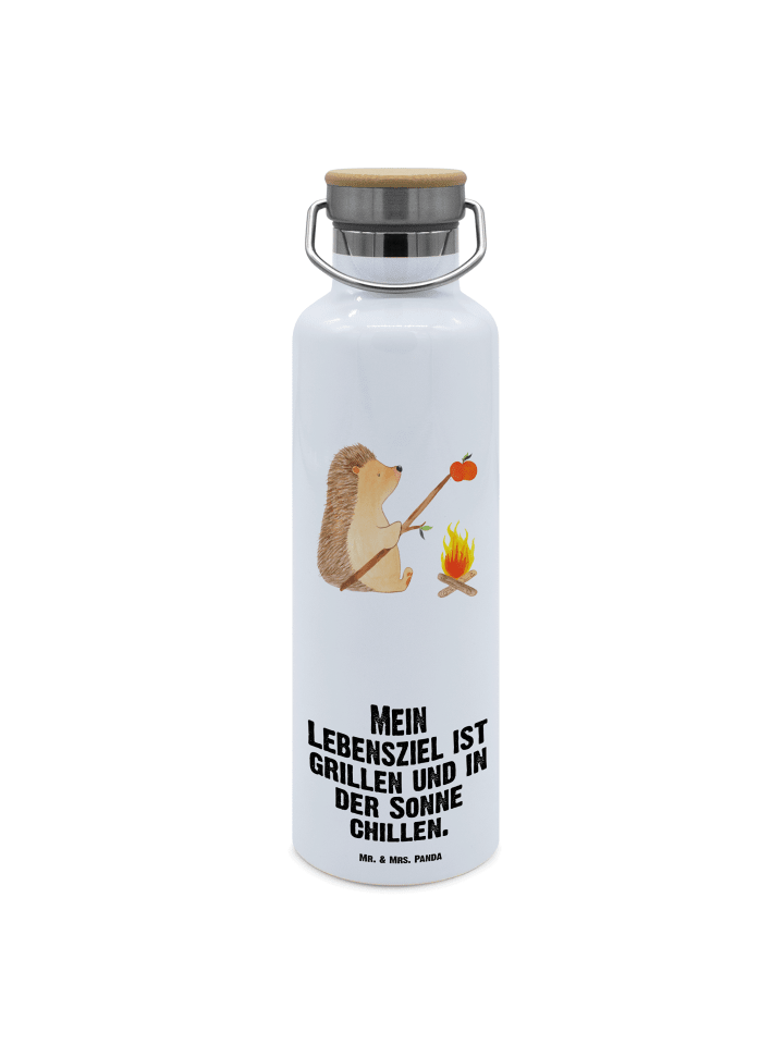 Umweltfreundliche Trinkflasche Igel Grillen mit... in Weiß