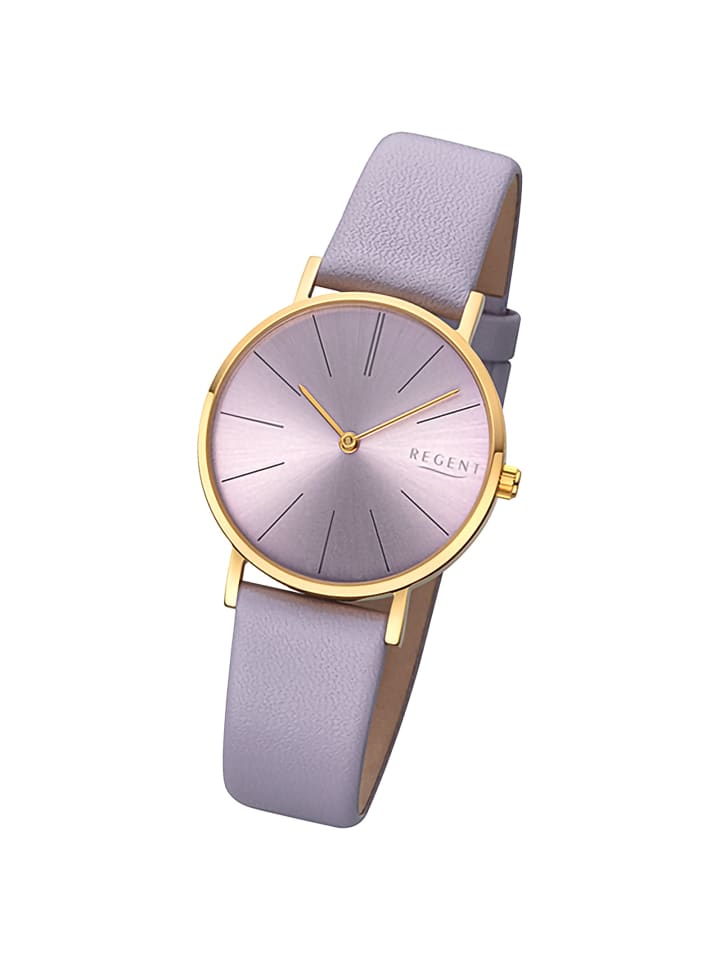 Analog-Armbanduhr Regent Lederarmband lila mittel (ca. 32mm)