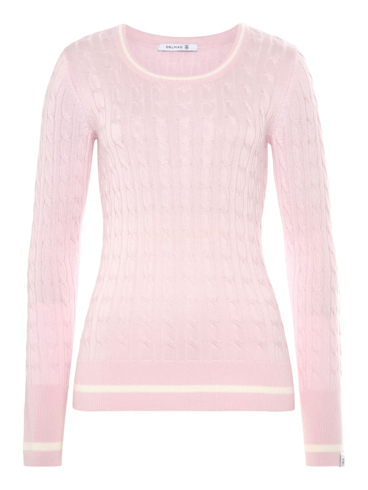 Rundhalspullover in rosa