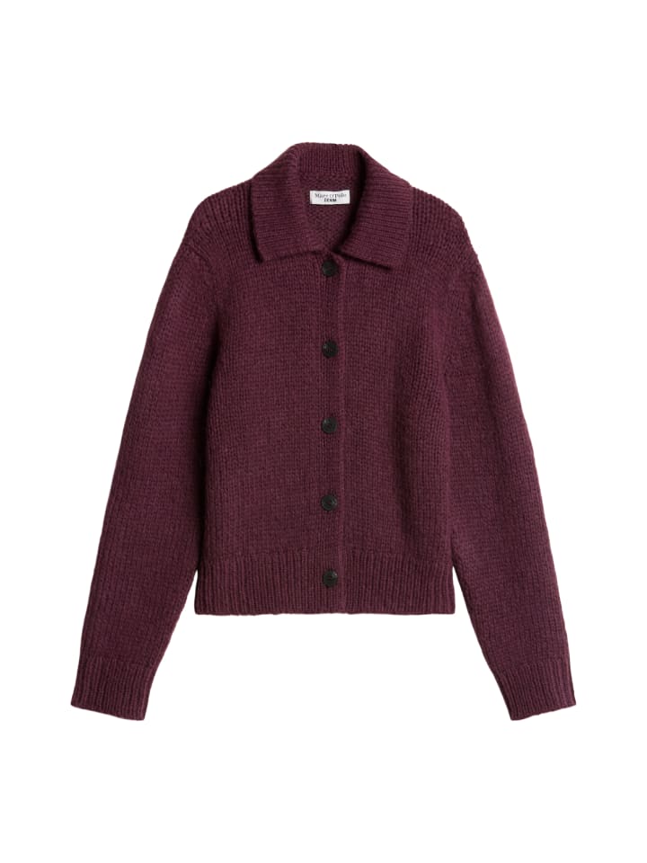 Chunky-Cardigan regular in Dark Red Melange