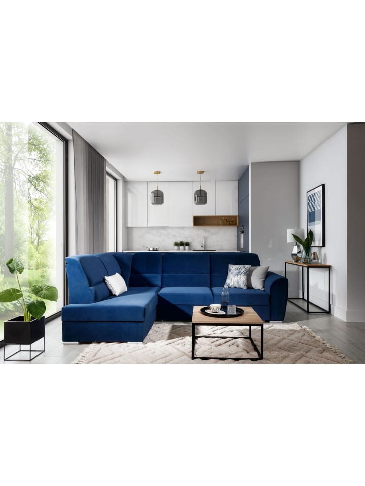 Silver Recamiere Links in Navyblau - (L) 270 x (B) 270 x (H) 93 cm