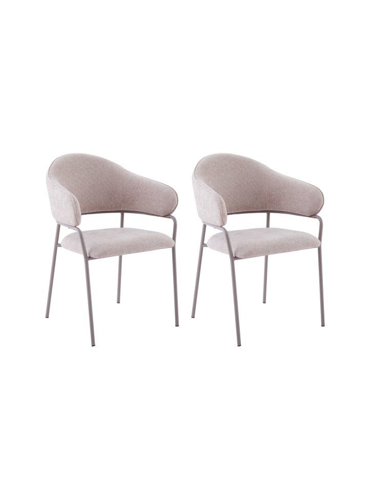 2er-Set: Stuhl CURVE in taupe - B 60, H 86, T 58 cm