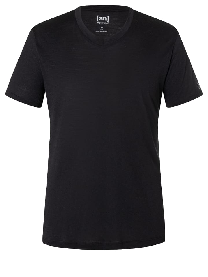 Merino T-Shirt M SIERRA140 V NECK in schwarz