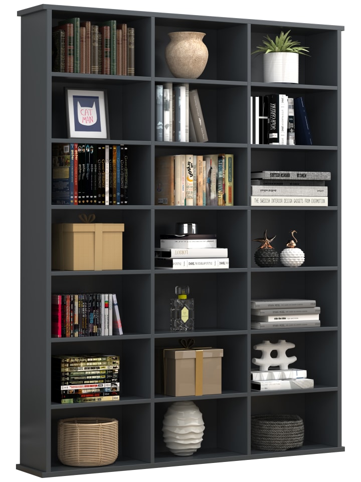 Holz CD DVD Standregal Bücherregal Regal Megosa M in Anthrazit