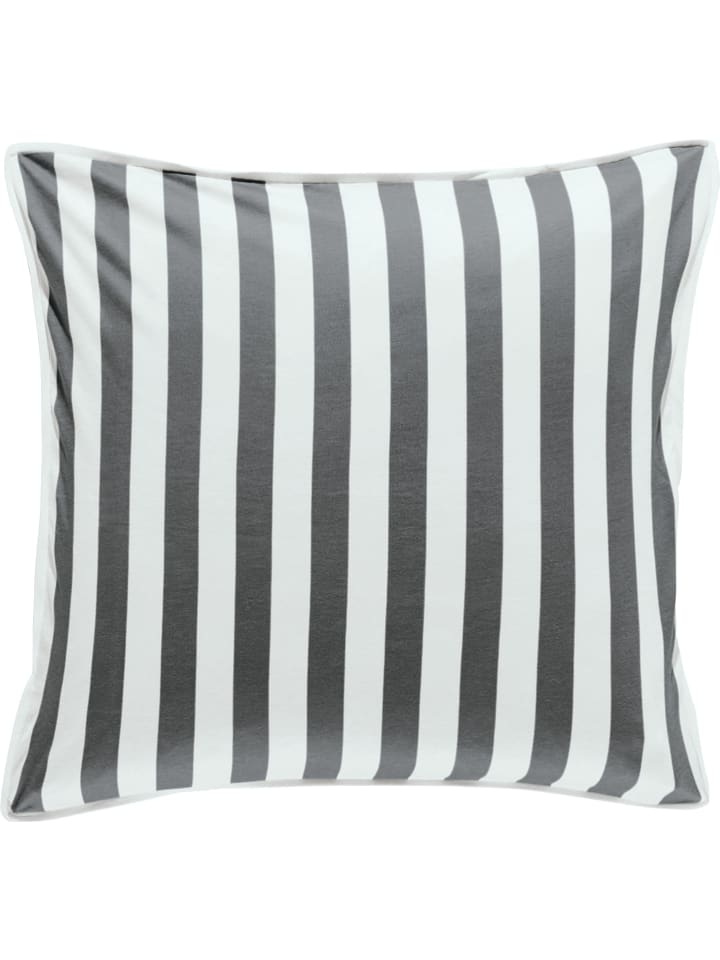 Mako-Single-Jersey Kuschelkissenbezug in anthrazit-weiß