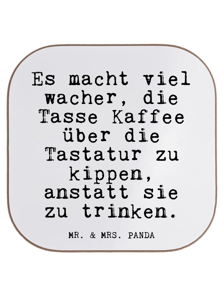 gläseruntersetzer Es macht viel wacher,... mit ... in Weiß