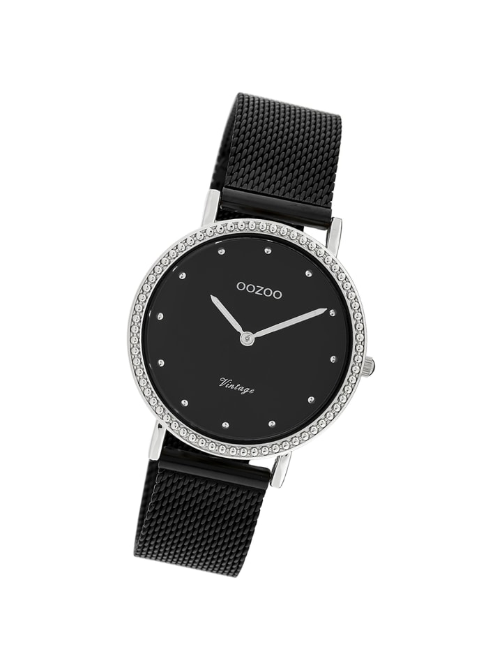 Analog-Armbanduhr Oozoo Vintage Series schwarz mittel (ca. 34mm)