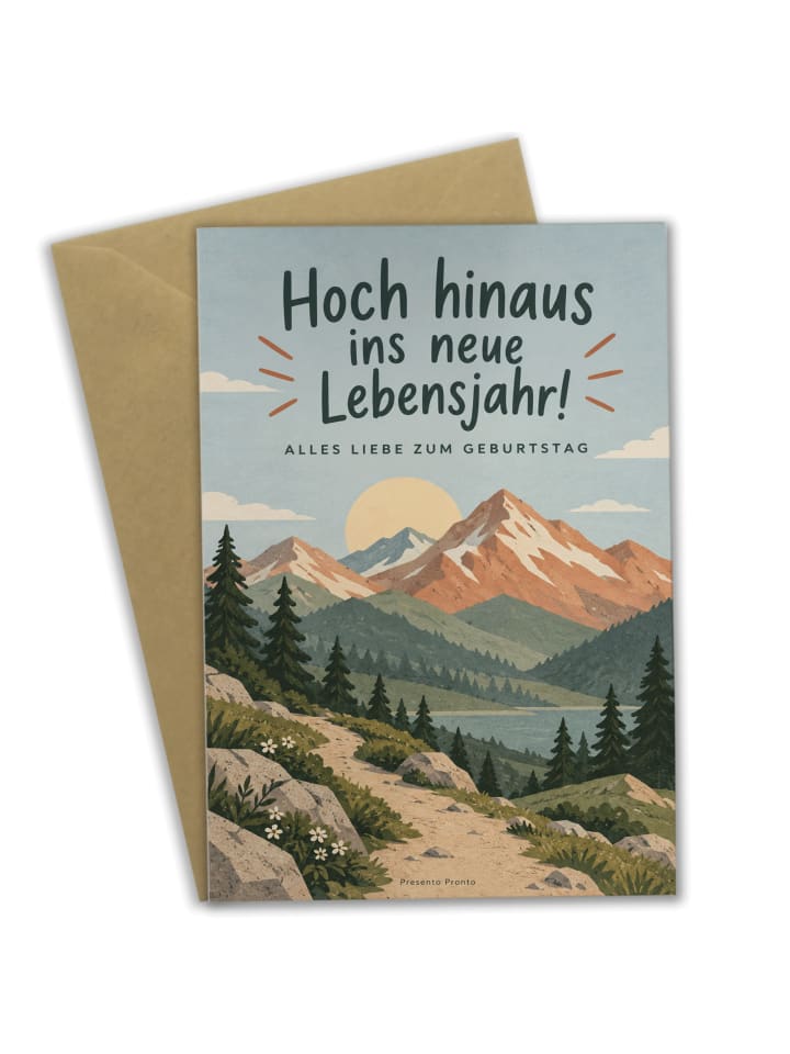 Geburtstagskarte Gebirge modern Design mit Spruch in Weiß
