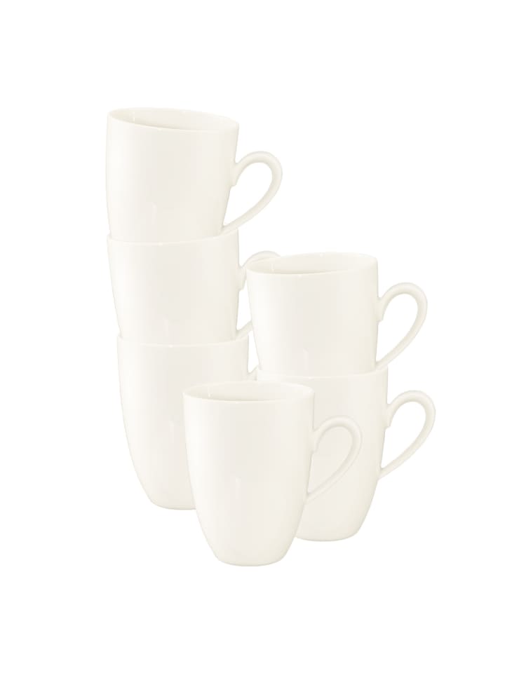 6er Set Henkelbecher Savona Fine Diamond in Creme 350 ml