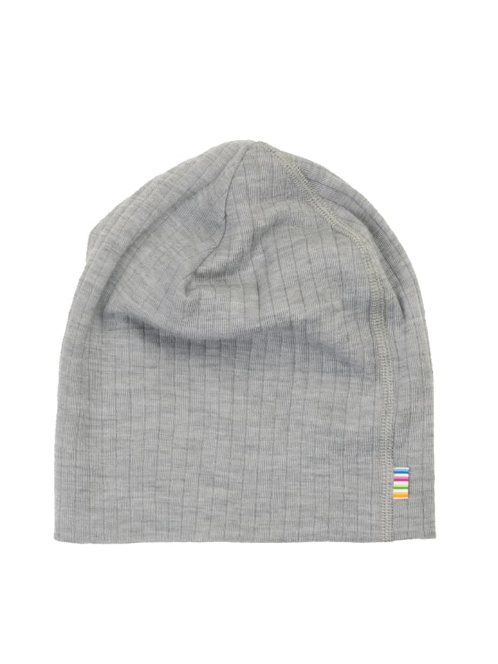 Beanie Mütze aus Merinowolle doppellagig in light grey melange