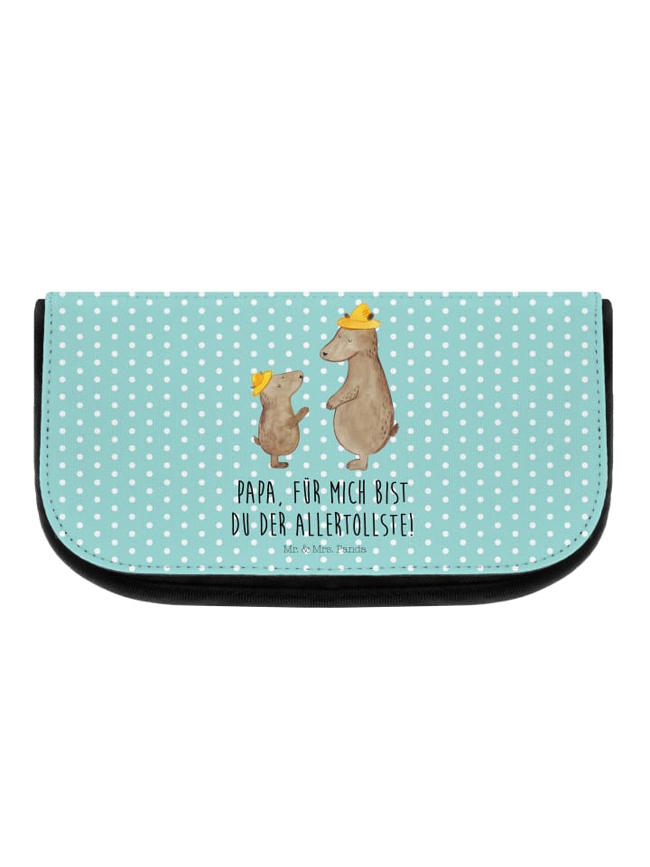 Kosmetiktasche Bären mit Hut mit Spruch in Türkis Pastell