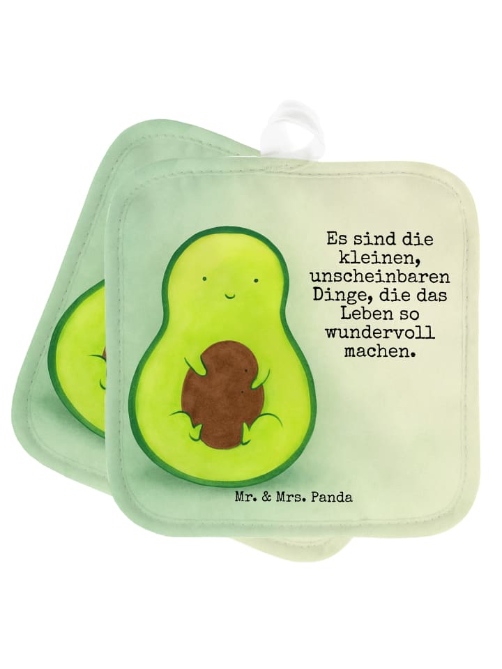Topflappen Avocado Kern Design mit Spruch in Weiß
