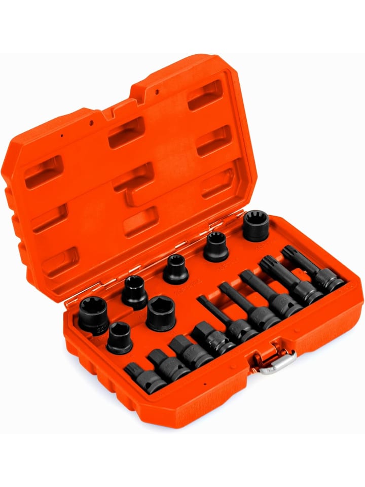 16 tlg. Set Steckschlüsselsatz in Orange