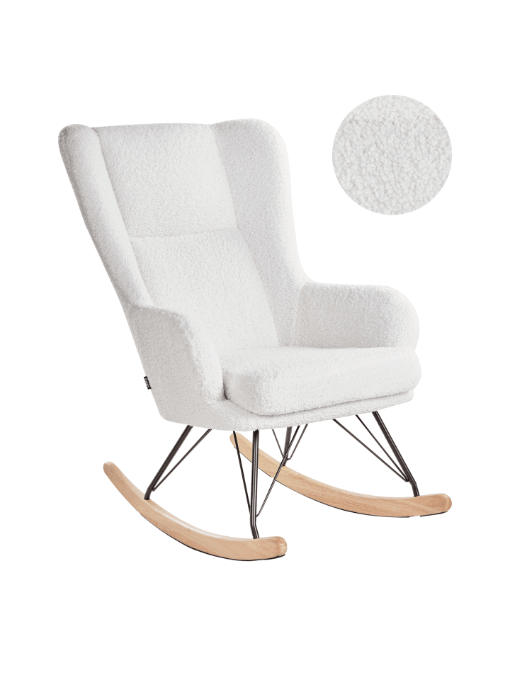 Schaukelsessel LUOMA in Weiß/Schwarz/Braun - (W) 69 x (H) 106 x (L) 97 cm