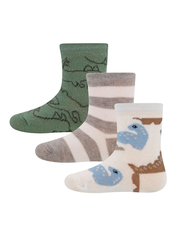 2er-Set Socken 3er Pack Dino/Ringel in latte-schattenspiel-dunkel bei