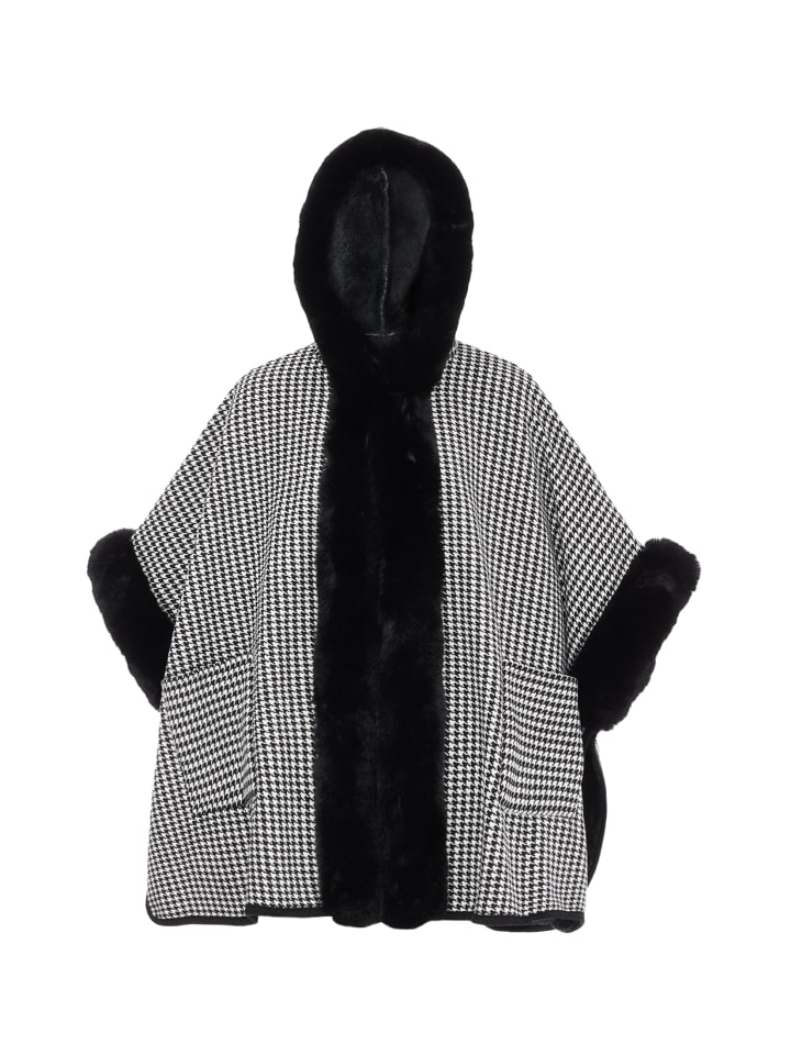 Damen Poncho in Wollweiss