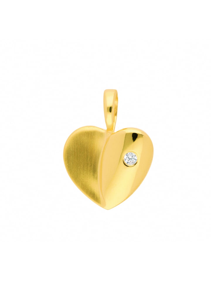 Damen 333 Gold Anhänger Herz mit Zirkonia in gold