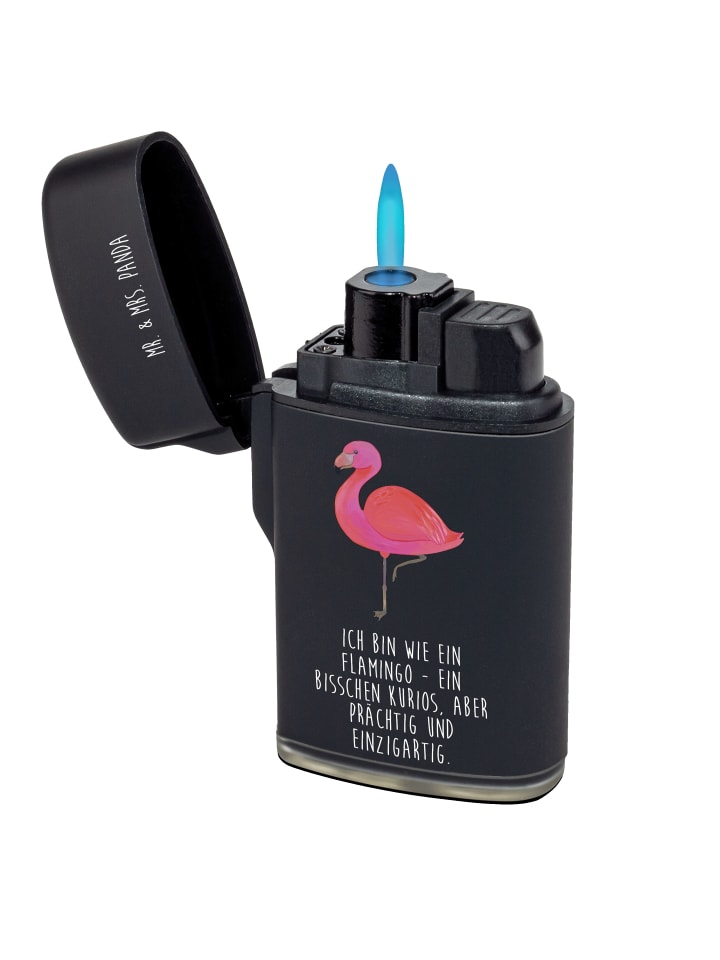 Feuerzeug Flamingo Classic mit Spruch in Schwarz