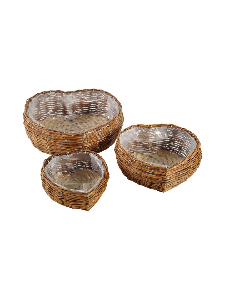 3tlg. Set Blumentopf WILLOWHEART in Braun