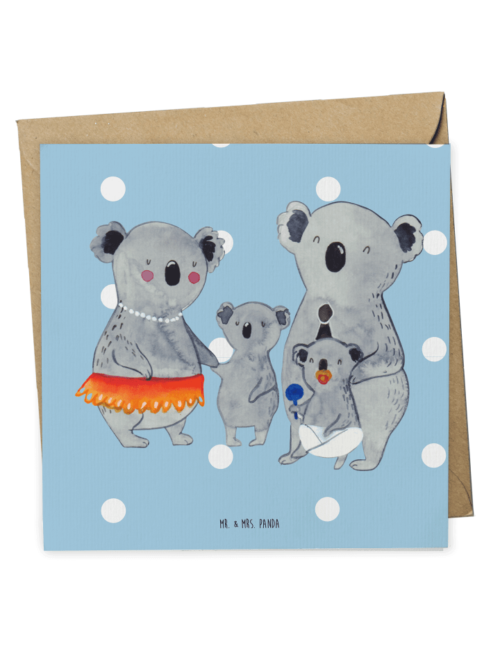 Deluxe Karte Koala Familie ohne Spruch in Blau Pastell