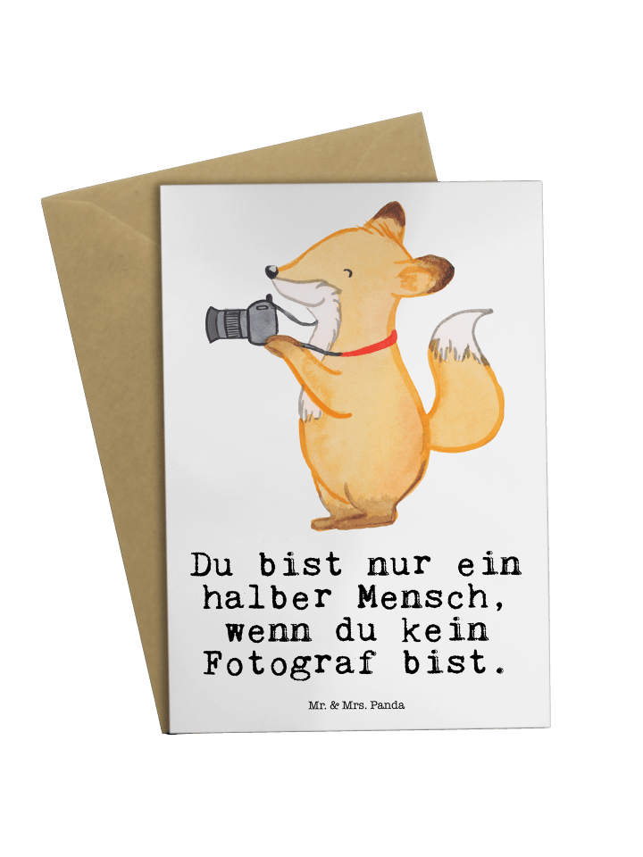 Klappkarte Fotograf Herz mit Spruch in Weiß