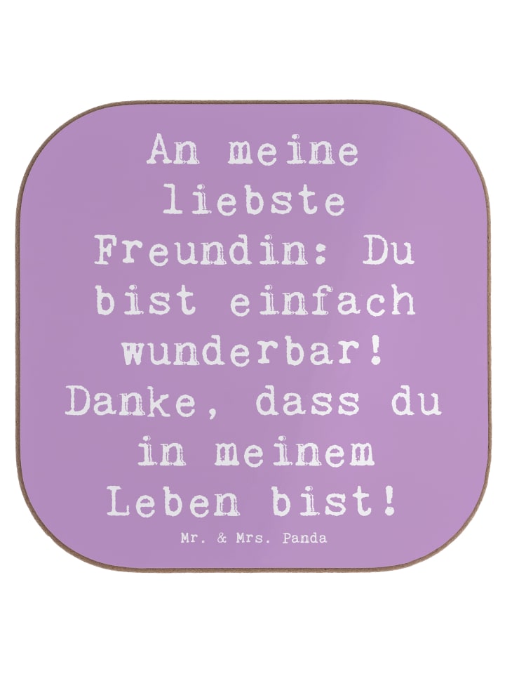 Untersetzer Spruch Liebste Freundin mit Spruch in Lavendeltraum