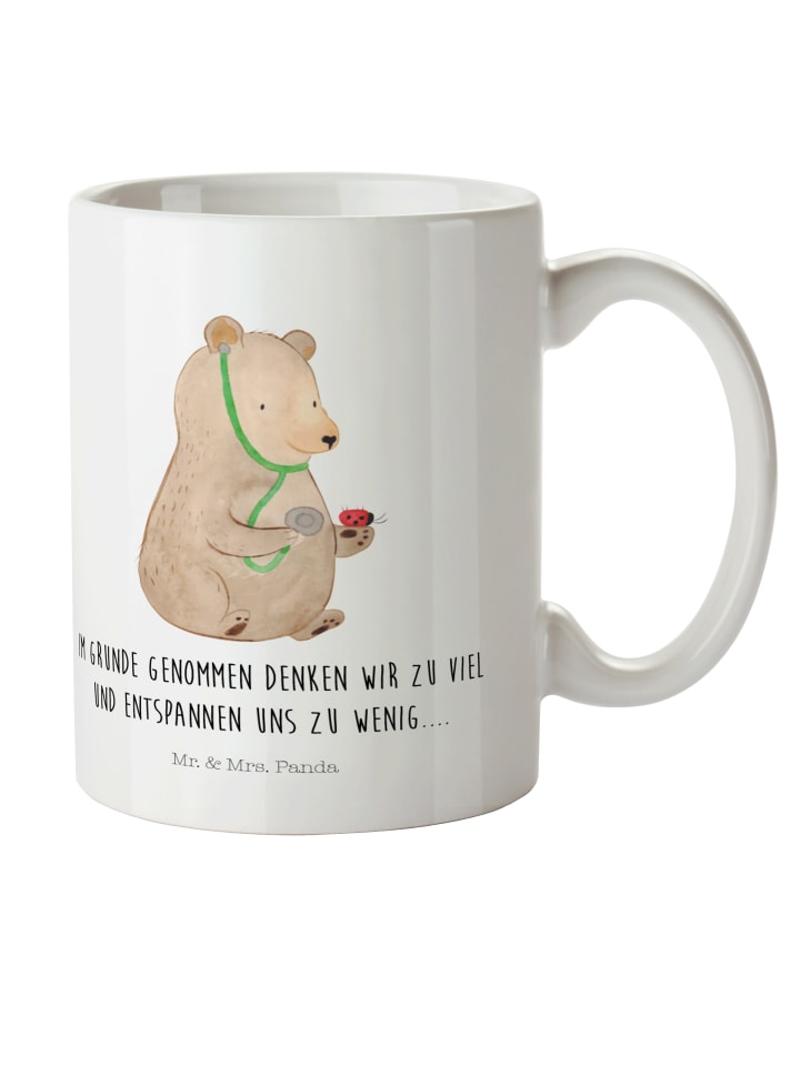 Schulkind Tasse Bär Arzt mit Spruch in Weiß
