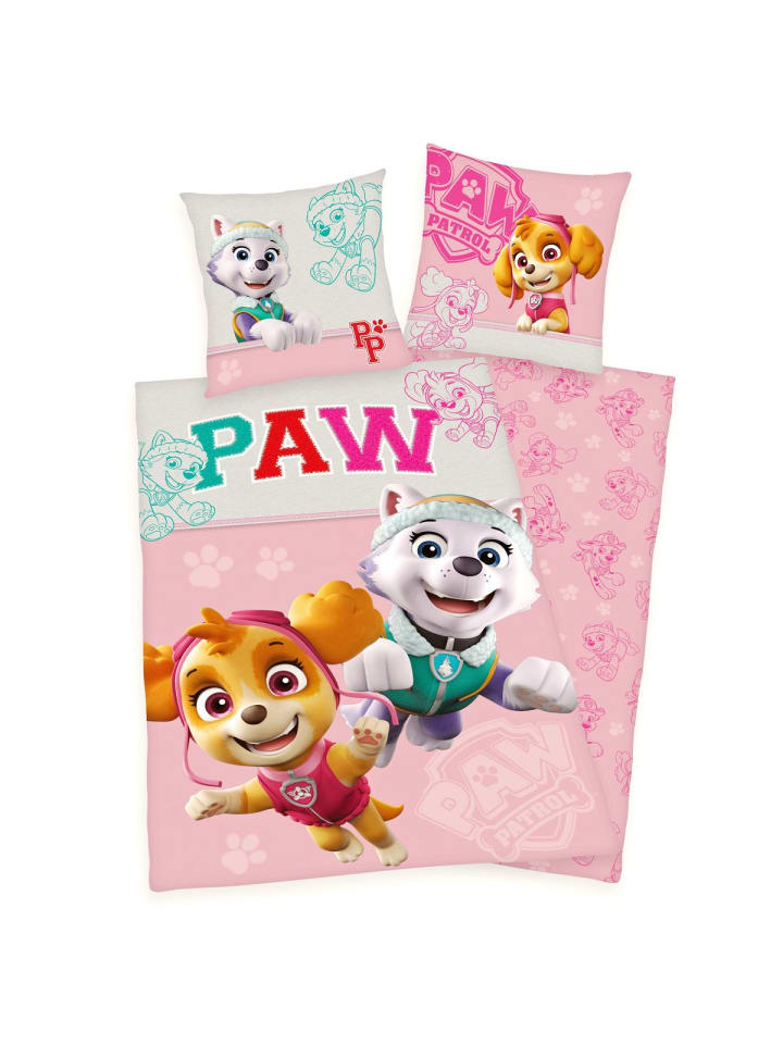 2 tlg. Renforcé Bettwäsche 135x200cm Paw Patrol in Rosa