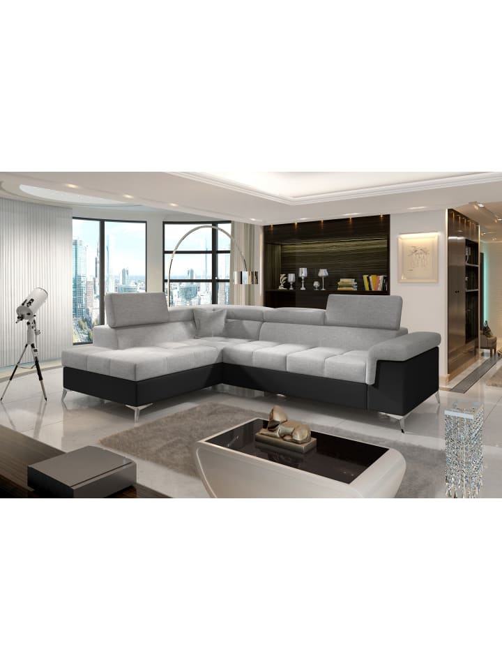 Eduardo Recamiere Links in Grau -  (L) 202 x (B) 275 x (H) 88 cm