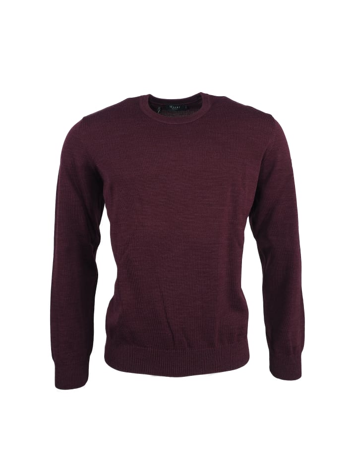 Pullover Rundhals Superwash Classic Fit in Brombeer