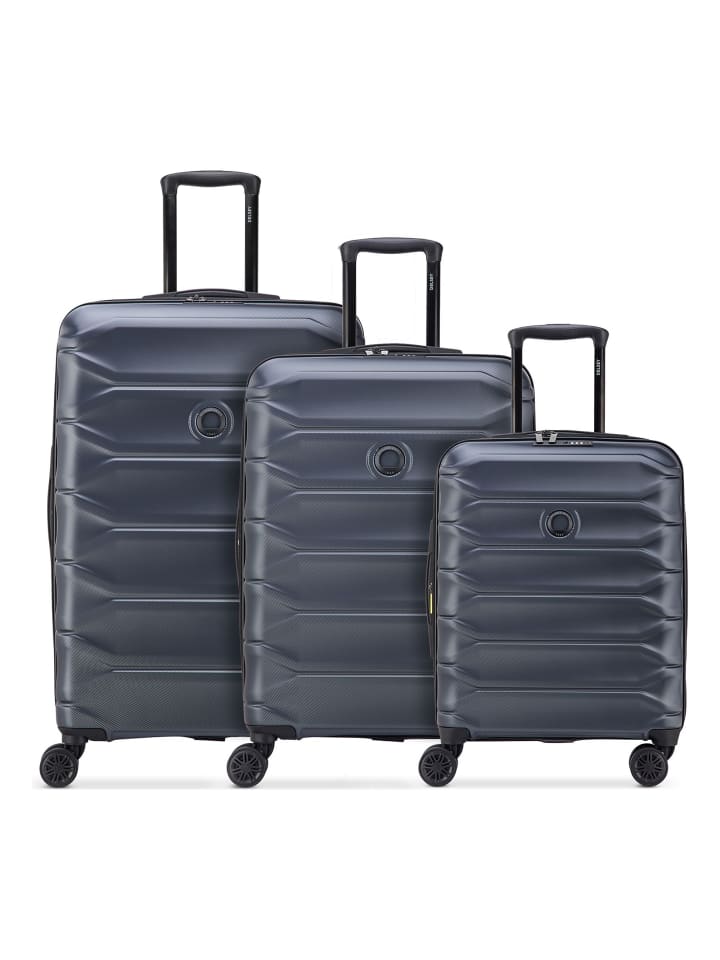 Meteor 4 Rollen Kofferset 3-teilig mit Dehnfalte ocean blue
