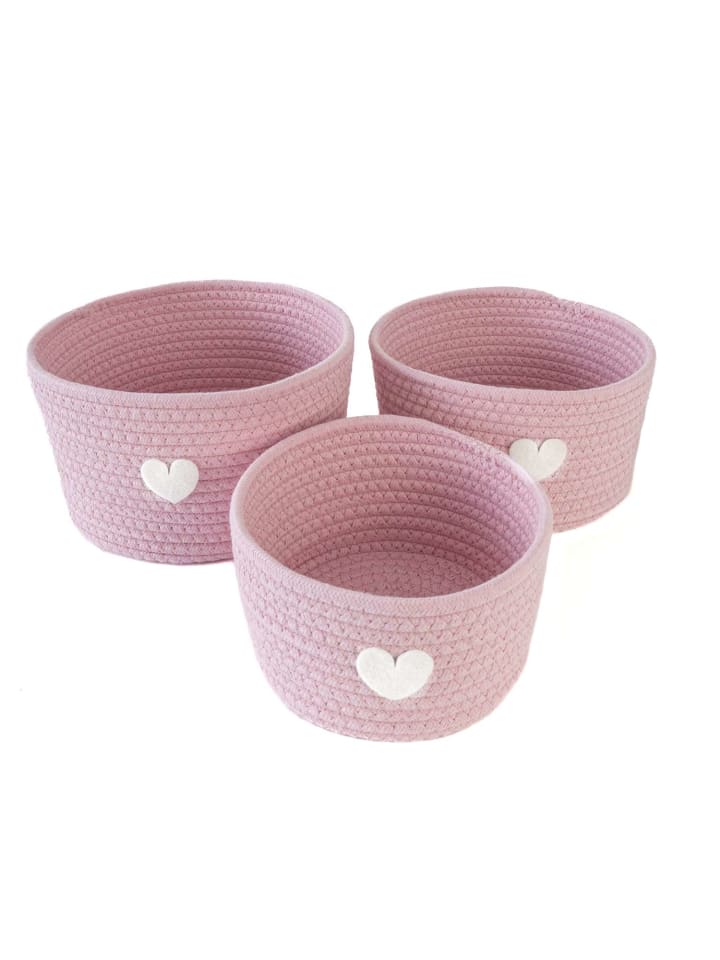 3-teiliges Aufbewahrungskorb Set Deko Organizer in Rosa