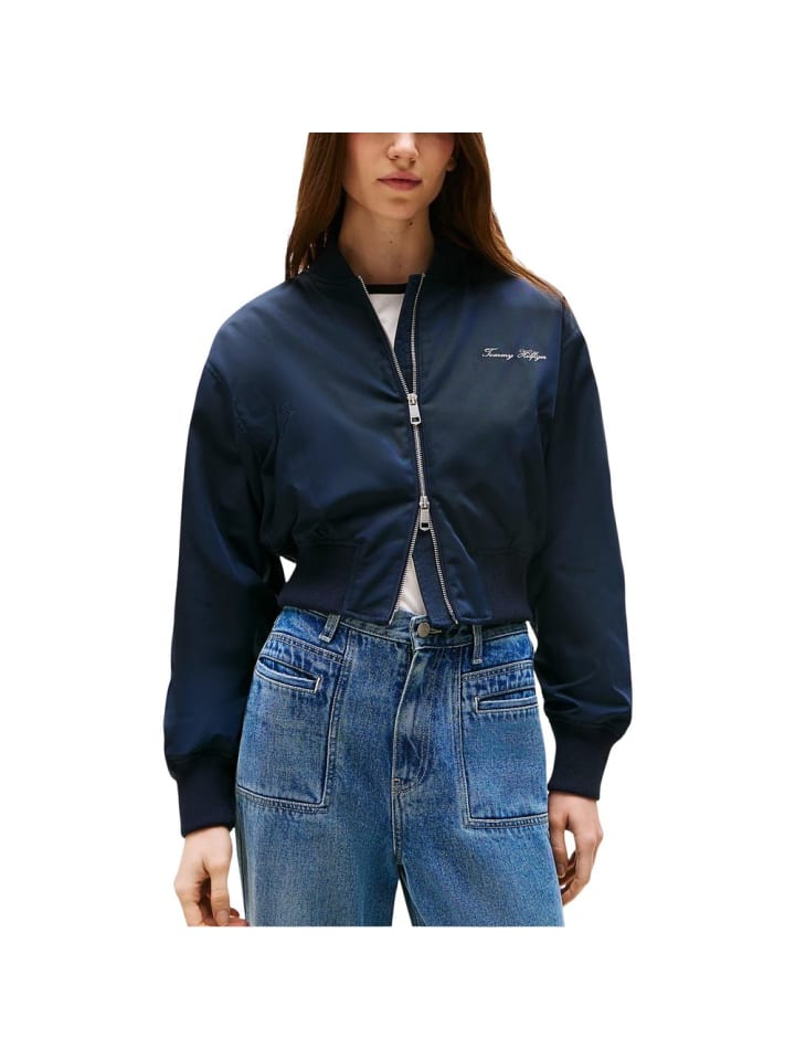 Blau Recyceltes Polyester Bomberjacke