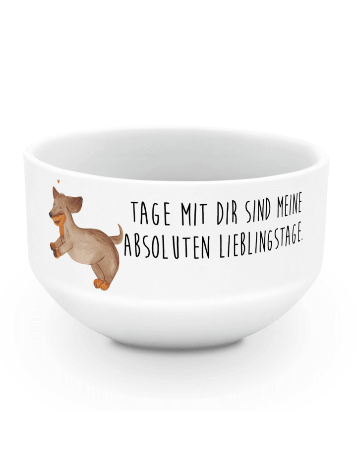 Schüssel Hund Dackel mit Spruch in Weiß