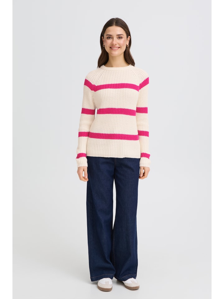 Strickpullover FRKAMIA Regular fit in Whisper White w. Very Berry