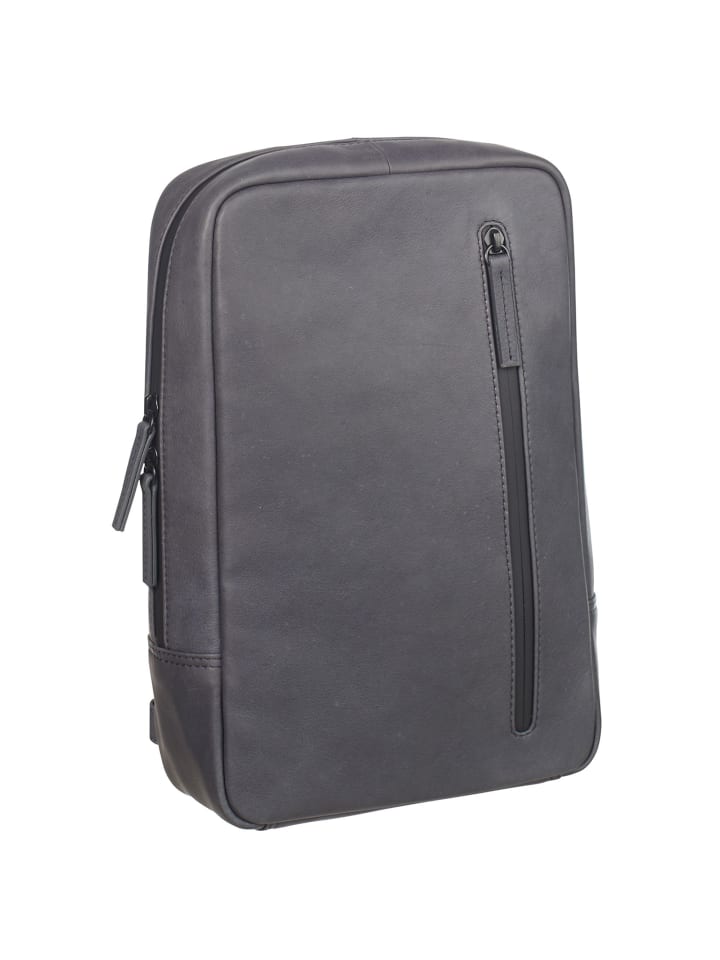 Den Haag Umhängetasche Leder 20 cm grau