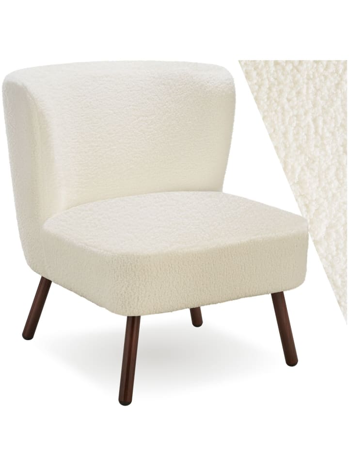 Teddy-Cocktailsessel Robina 2, 61 x 68 x 69 cm, Bouclé off-white