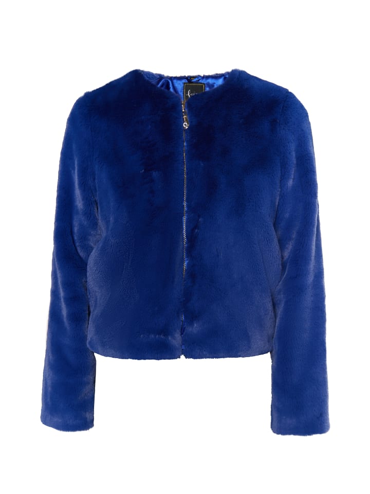 Damen Faux Fur Jacke in Königsblau