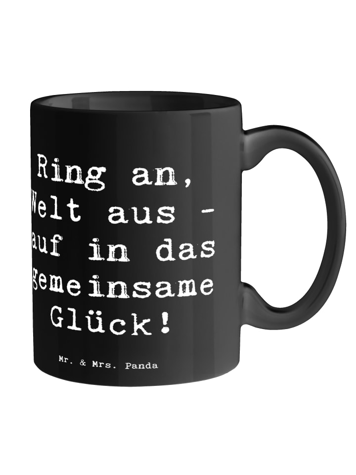 Tasse Verlobung Glück mit Spruch in Schwarz