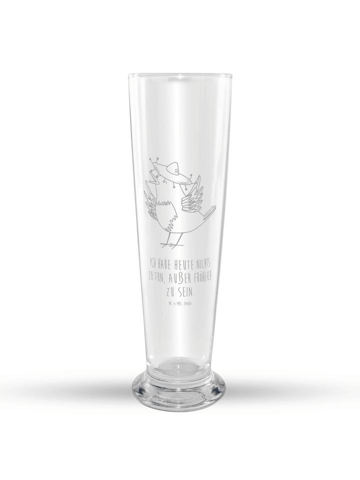 Bierglas Rabe Sombrero mit Spruch in Transparent