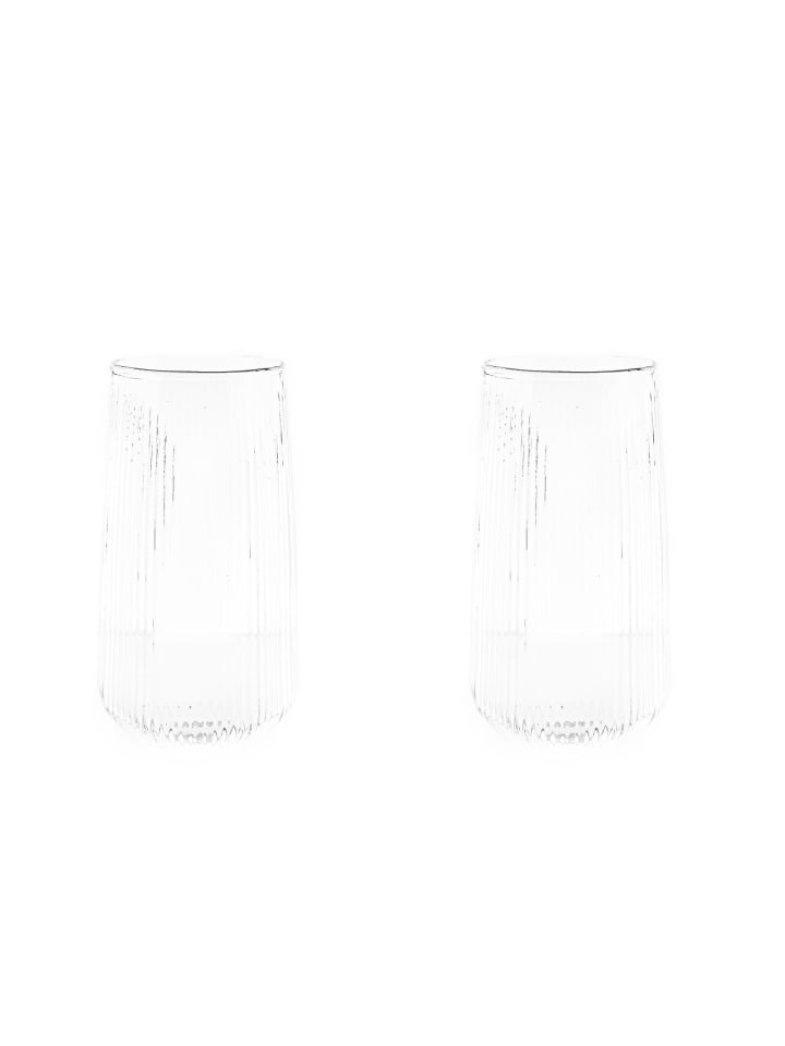 Glas Set Stripe Riffel Longdrink-Glas in Transparent
