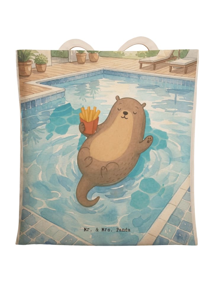 Shopper Bag Otter Schwimmbad Pommes Design ohne... in Weiß