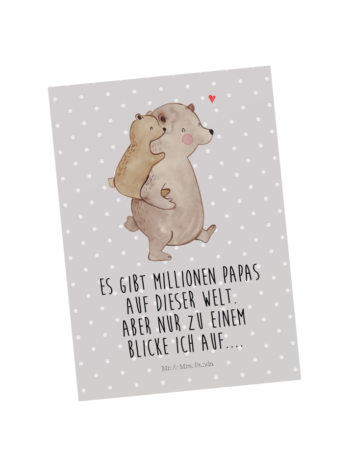 Postkarte Papa Bär mit Spruch in Grau Pastell
