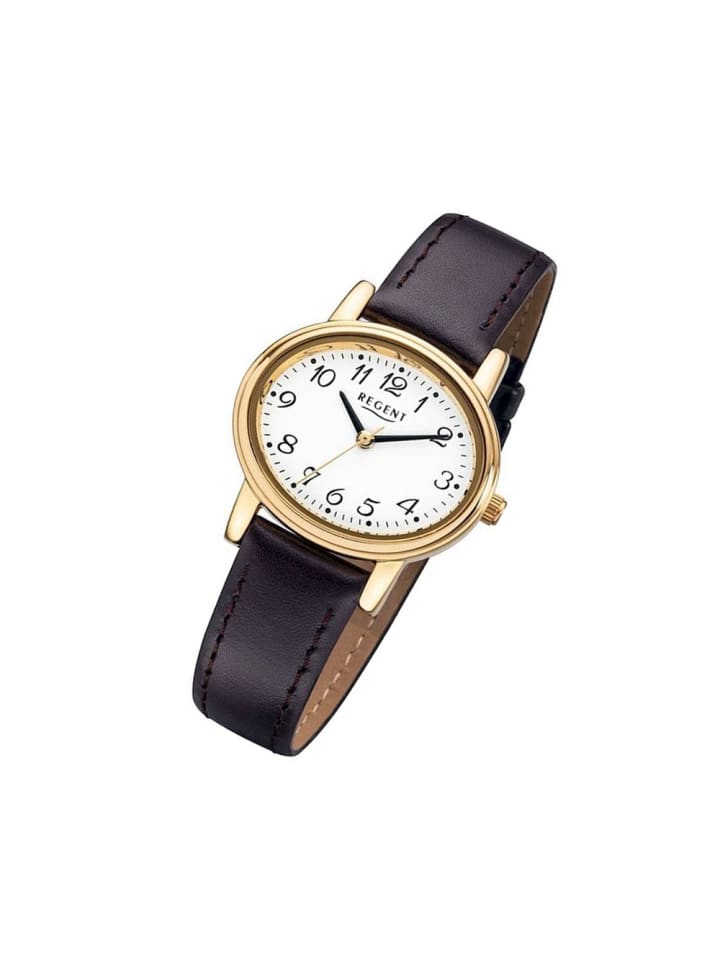 Analog-Armbanduhr Regent Lederarmband braun klein (ca. 30mm)