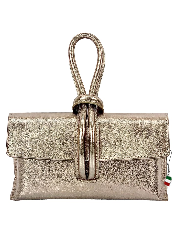 Florence Abendtasche, Umhängetasche Leder bronze, braun ca. 23cm